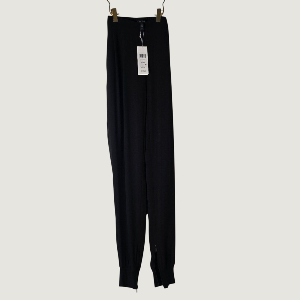 Eileen Fisher System Black 100% Silk Slouchy Tapered Pants XS NWT